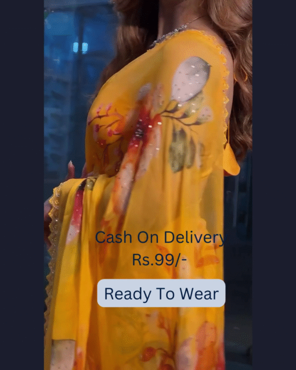 Yellow Banarasee Handwoven Crushed Tissue Saree with Multicolor Lace – A Regal Touch of Elegance - Image 2
