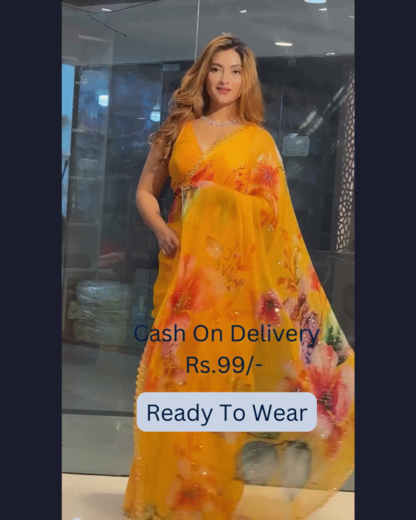 Yellow Banarasee Handwoven Crushed Tissue Saree with Multicolor Lace – A Regal Touch of Elegance