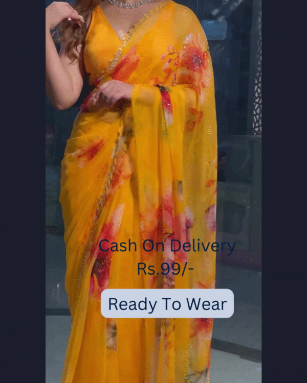 Yellow Banarasee Handwoven Crushed Tissue Saree with Multicolor Lace – A Regal Touch of Elegance - Image 4