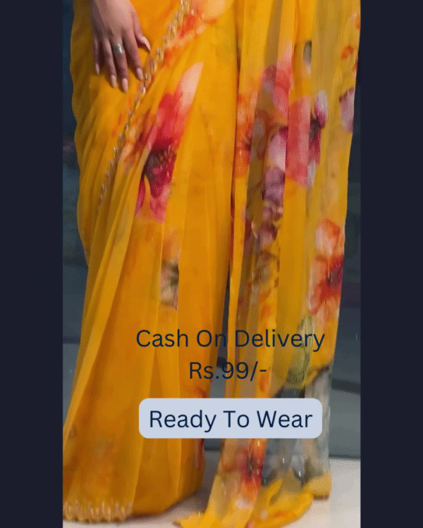 Yellow Banarasee Handwoven Crushed Tissue Saree with Multicolor Lace – A Regal Touch of Elegance - Image 3